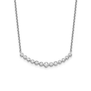 14K White Gold Lab Grown Diamond Curved Bar Necklace