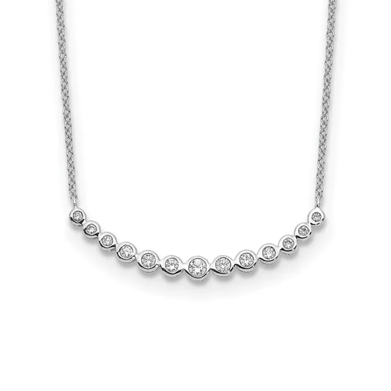14K White Gold Lab Grown Diamond Curved Bar Necklace