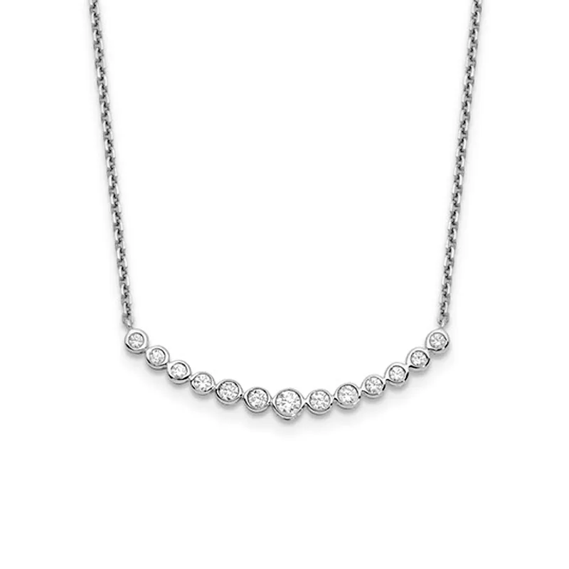 14K White Gold Lab Grown Diamond Curved Bar Necklace