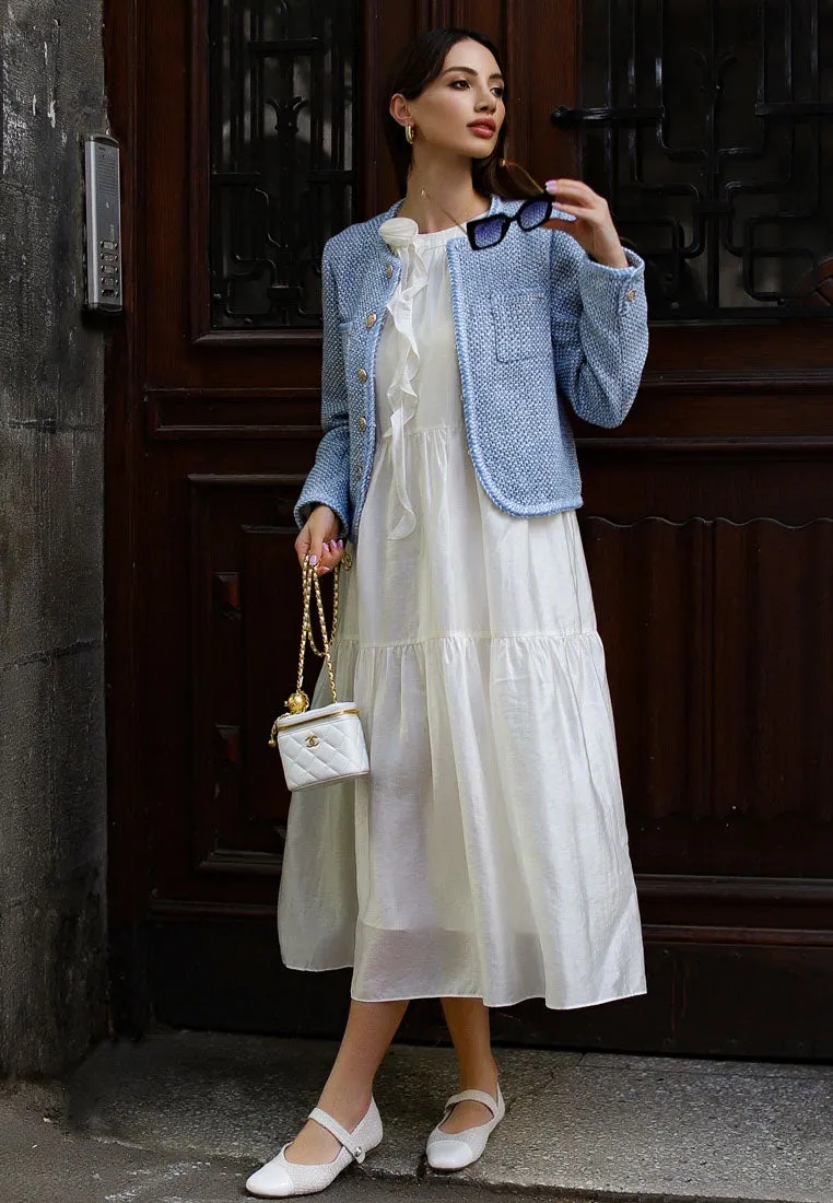 Albi Patent Toe Cap Tweed Mary Janes In White