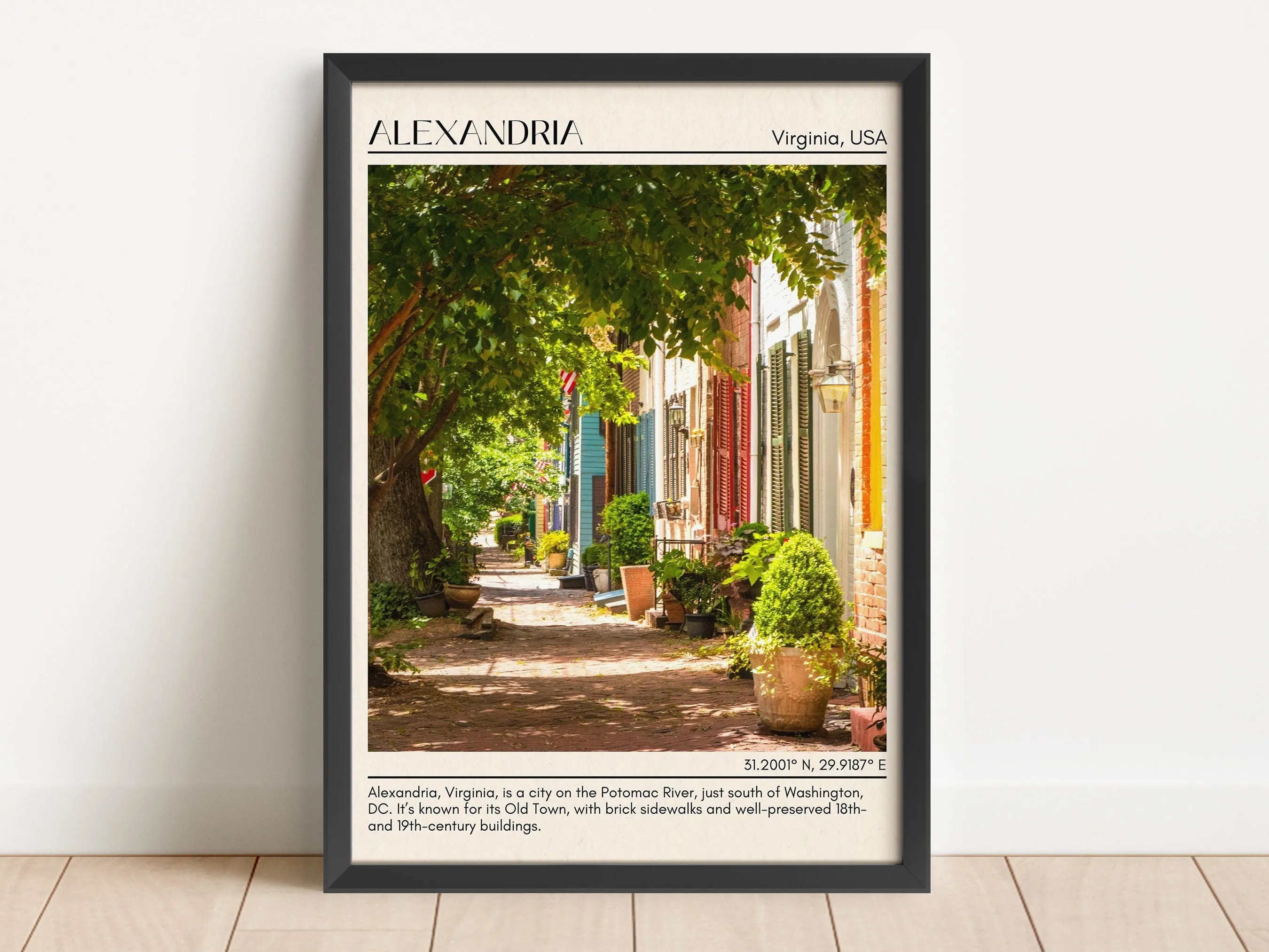Alexandria Minimal Wall Art, Virginia, USA