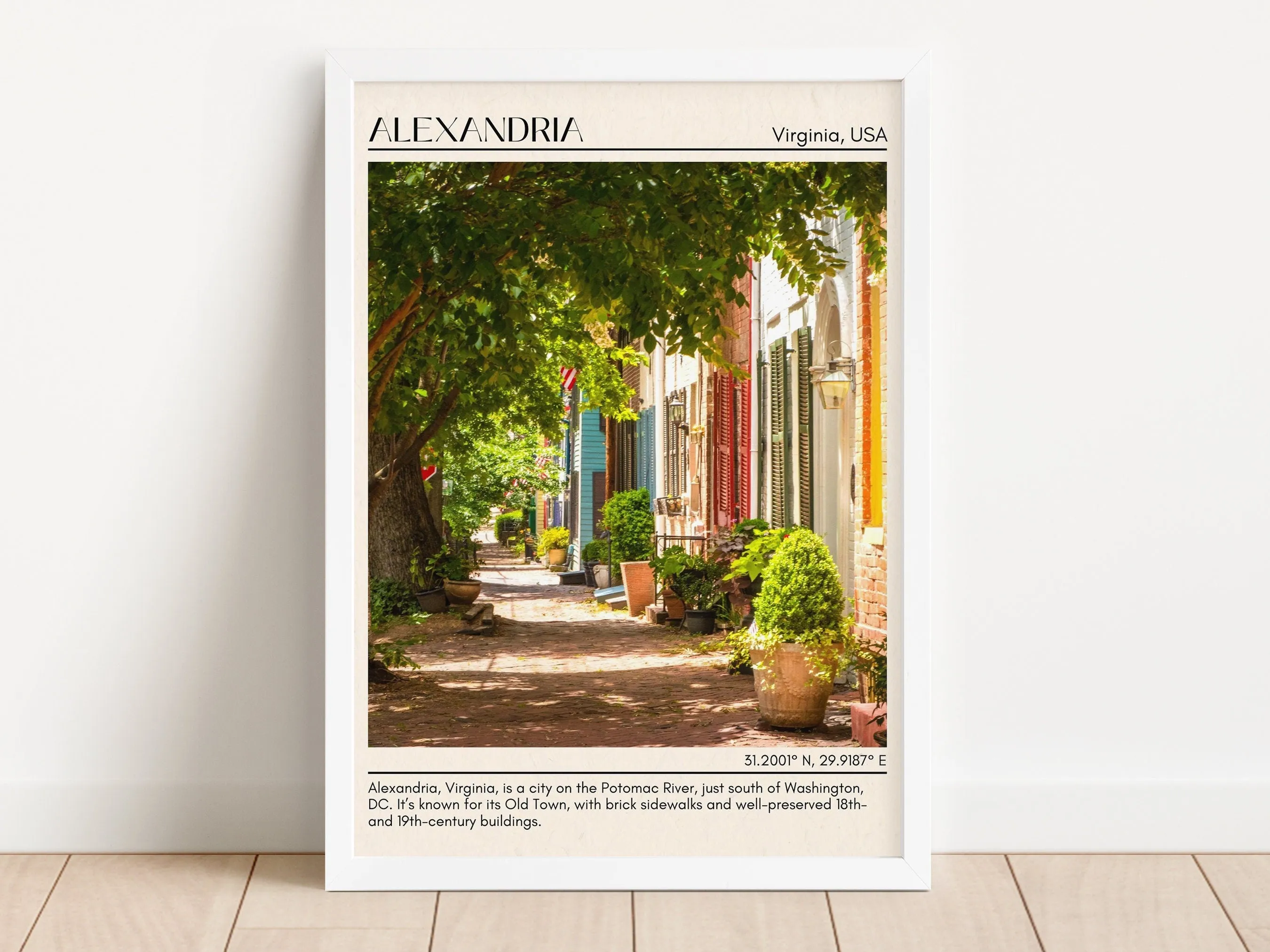 Alexandria Minimal Wall Art, Virginia, USA