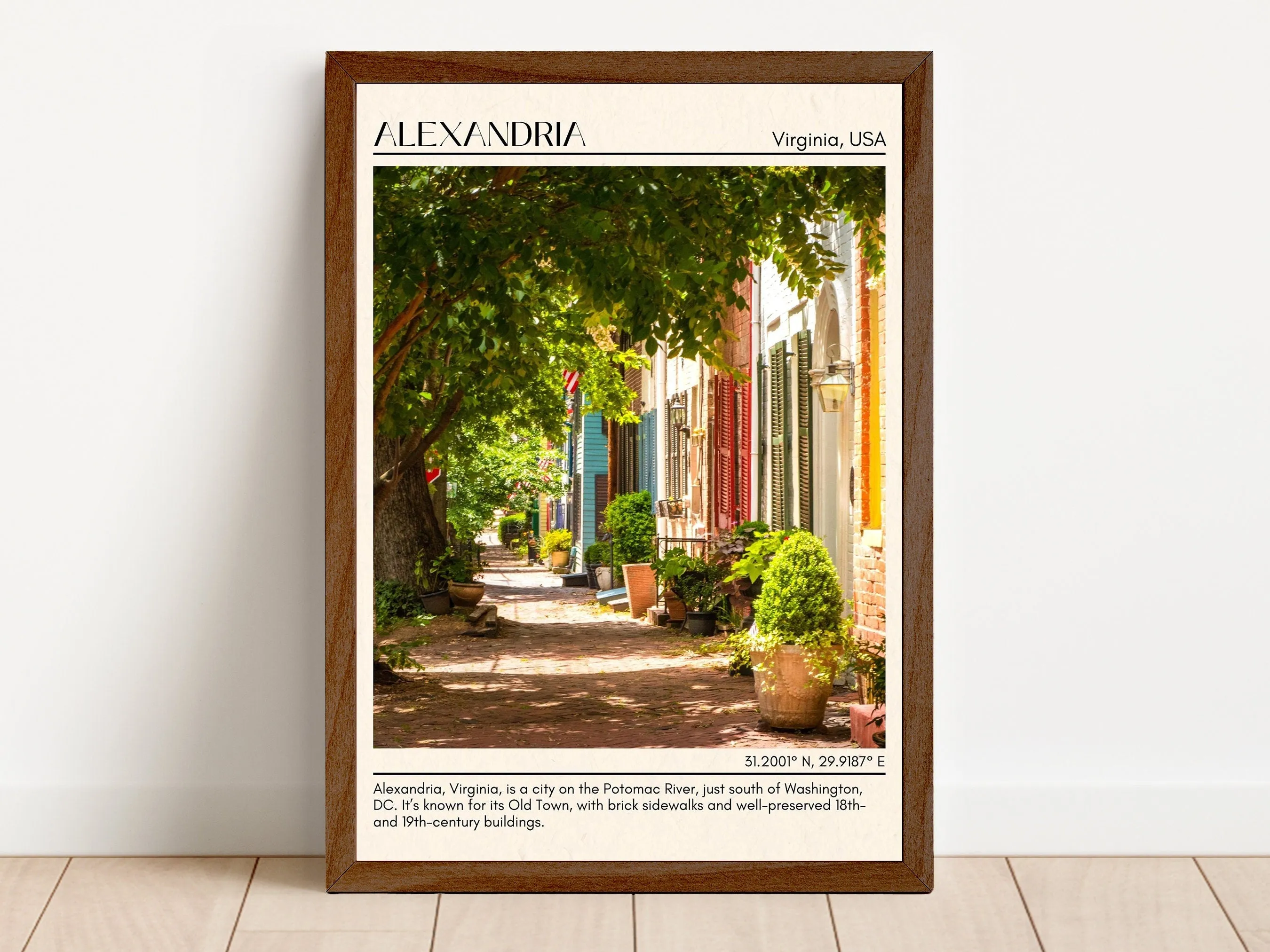 Alexandria Minimal Wall Art, Virginia, USA