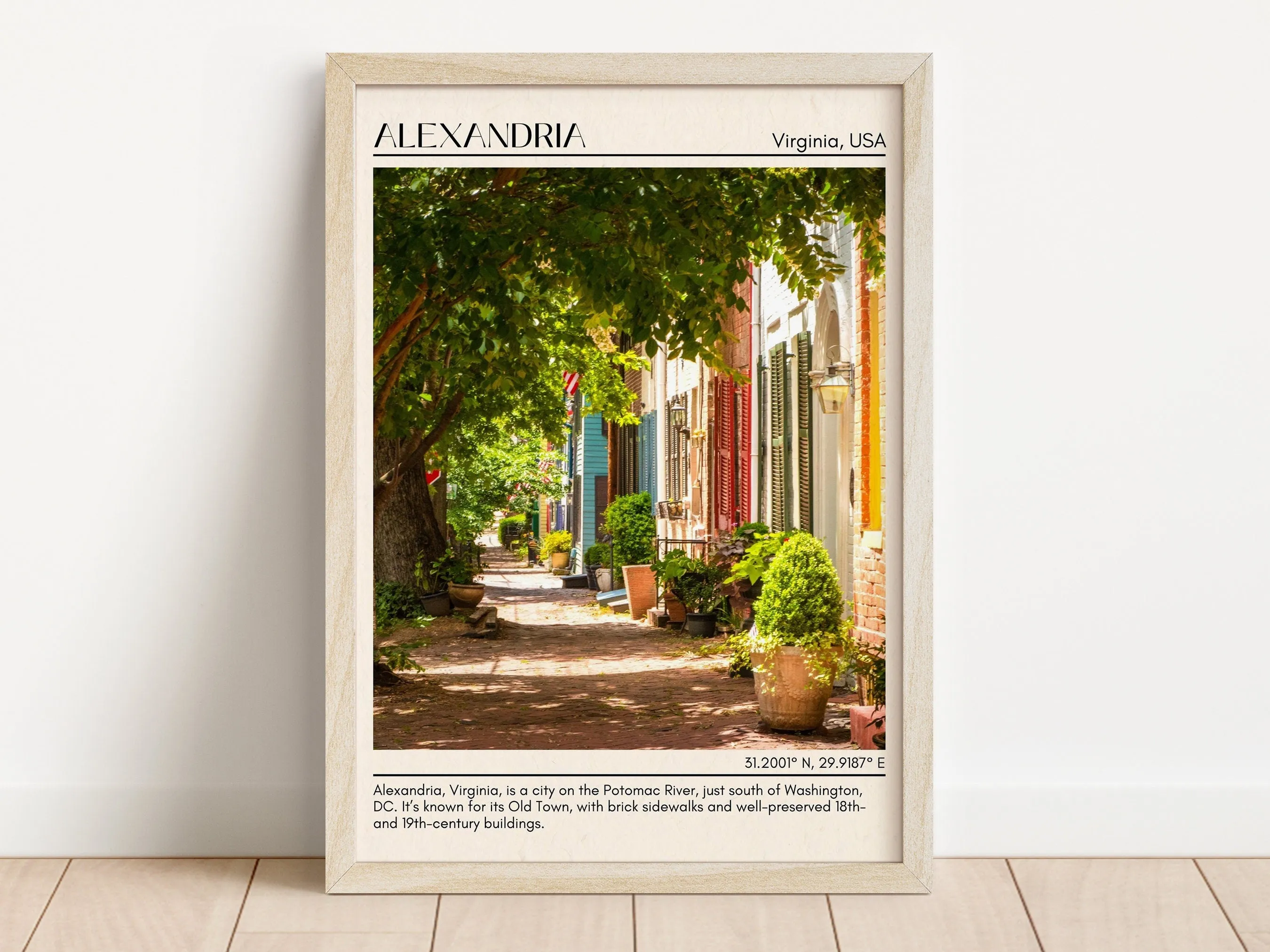 Alexandria Minimal Wall Art, Virginia, USA