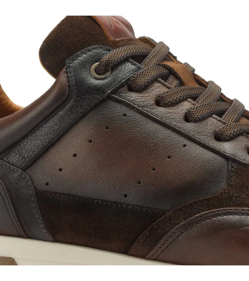 Ambitious Mens Premium Brown Combi Leather Fashion Trainer 13052-11173AM