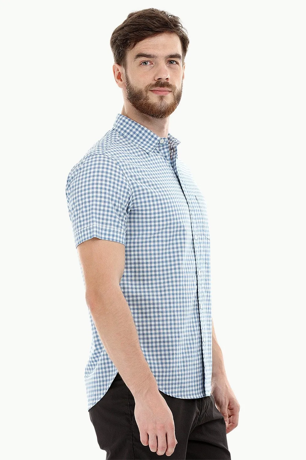 Baby Blue Gingham Check Shirt