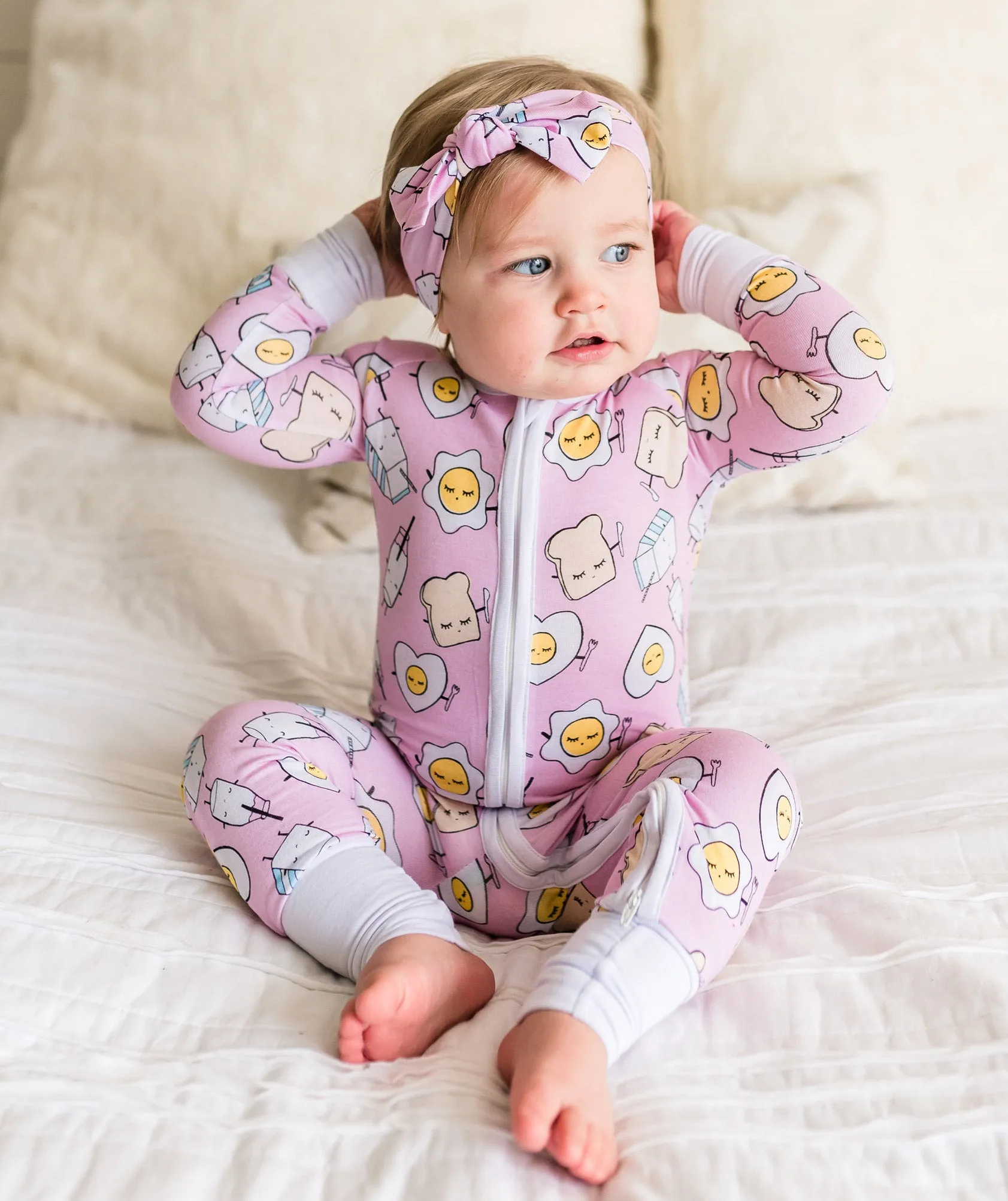 Baby Girls Pink Breakfast Buddies Sleepsuit