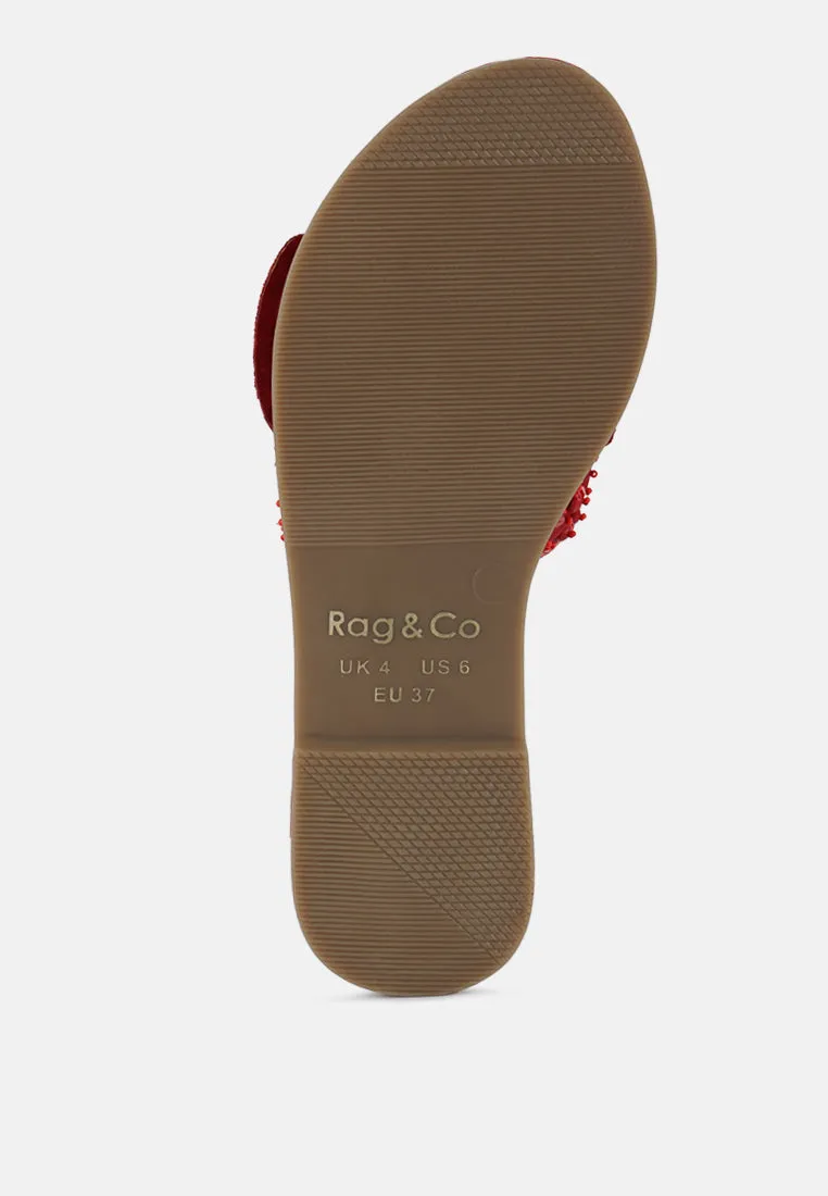 Big Bow Beaded Flats By RUW