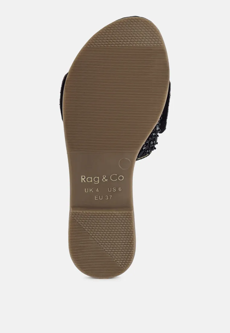 Big Bow Beaded Flats By RUW