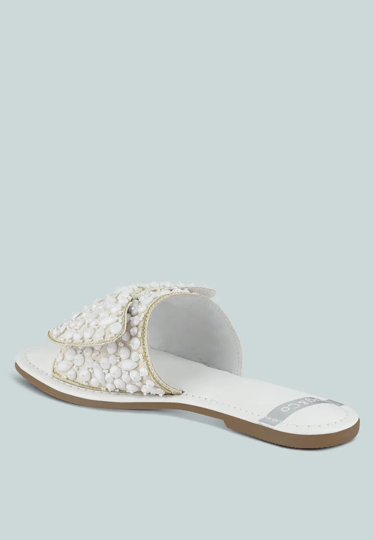 Big Bow Beaded Flats By RUW