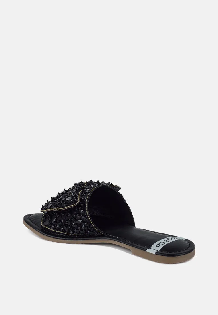 Big Bow Beaded Flats By RUW