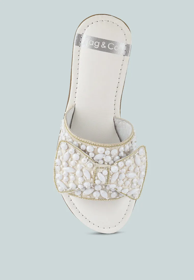 Big Bow Beaded Flats By RUW