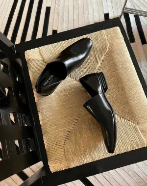 Black Leather Slip-On Shoes