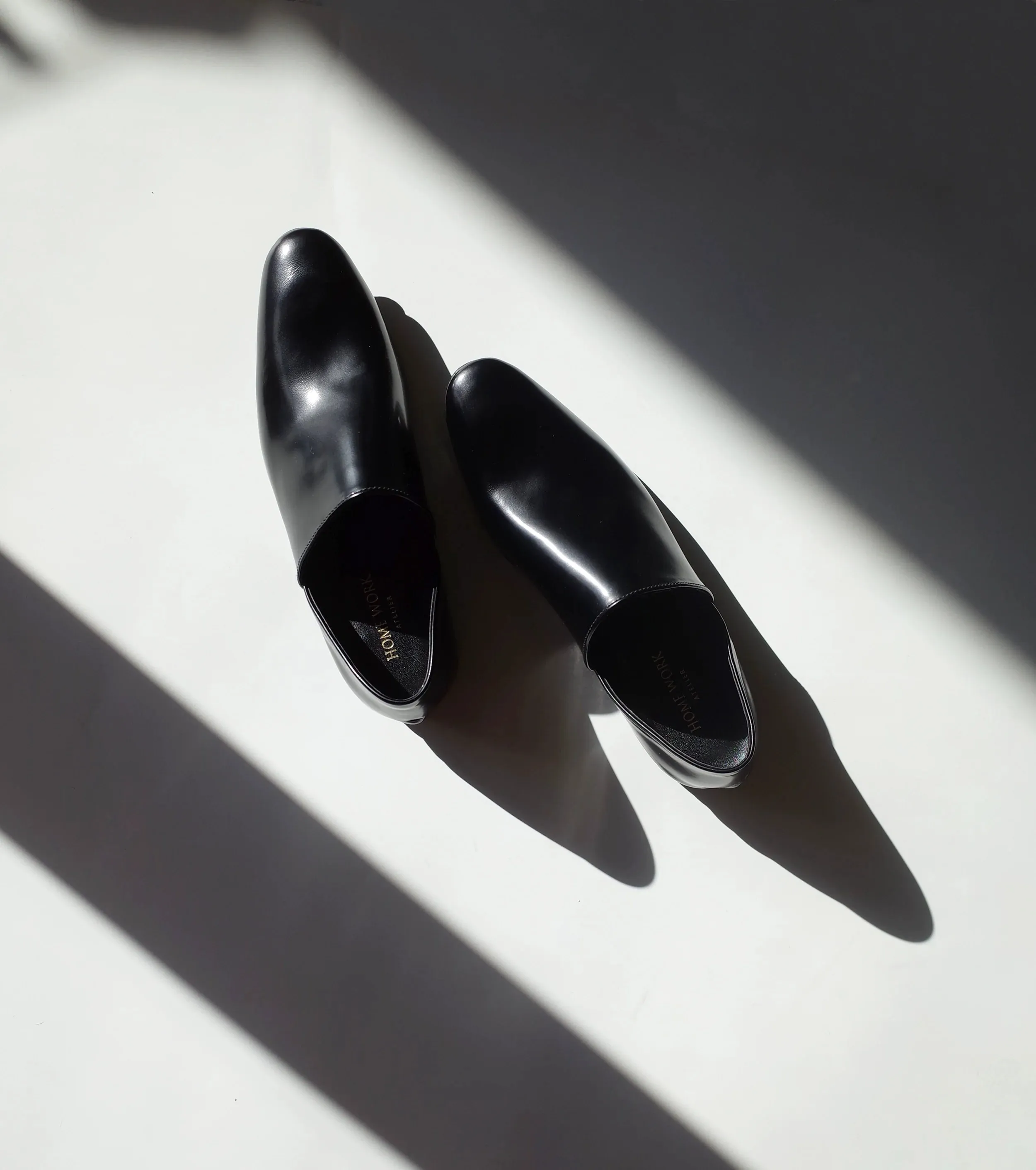 Black Leather Slip-On Shoes