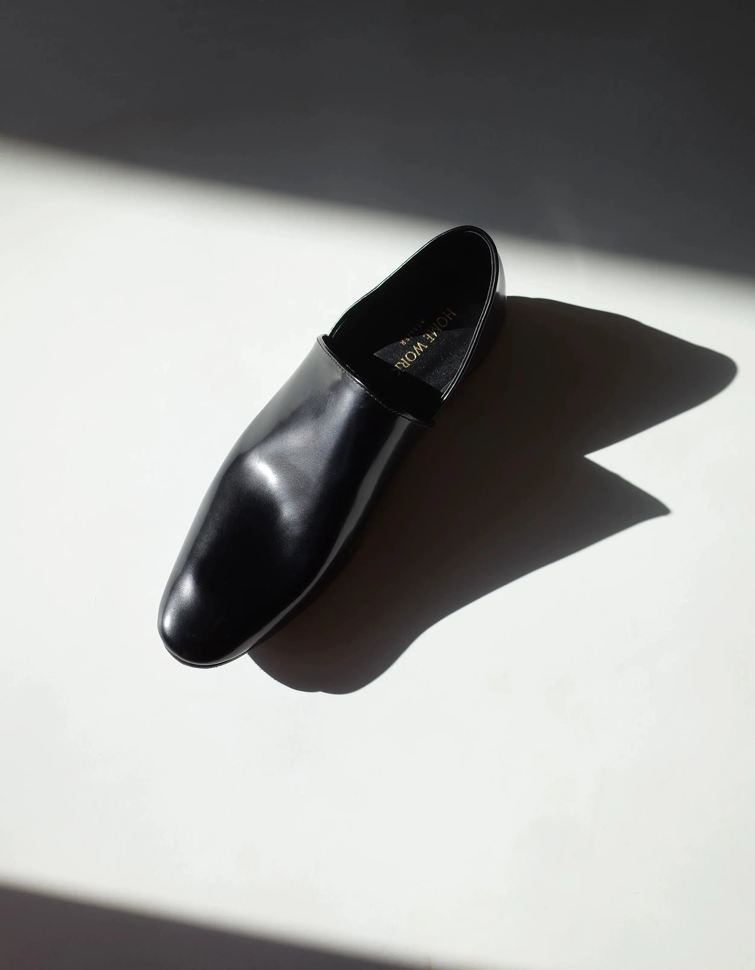 Black Leather Slip-On Shoes