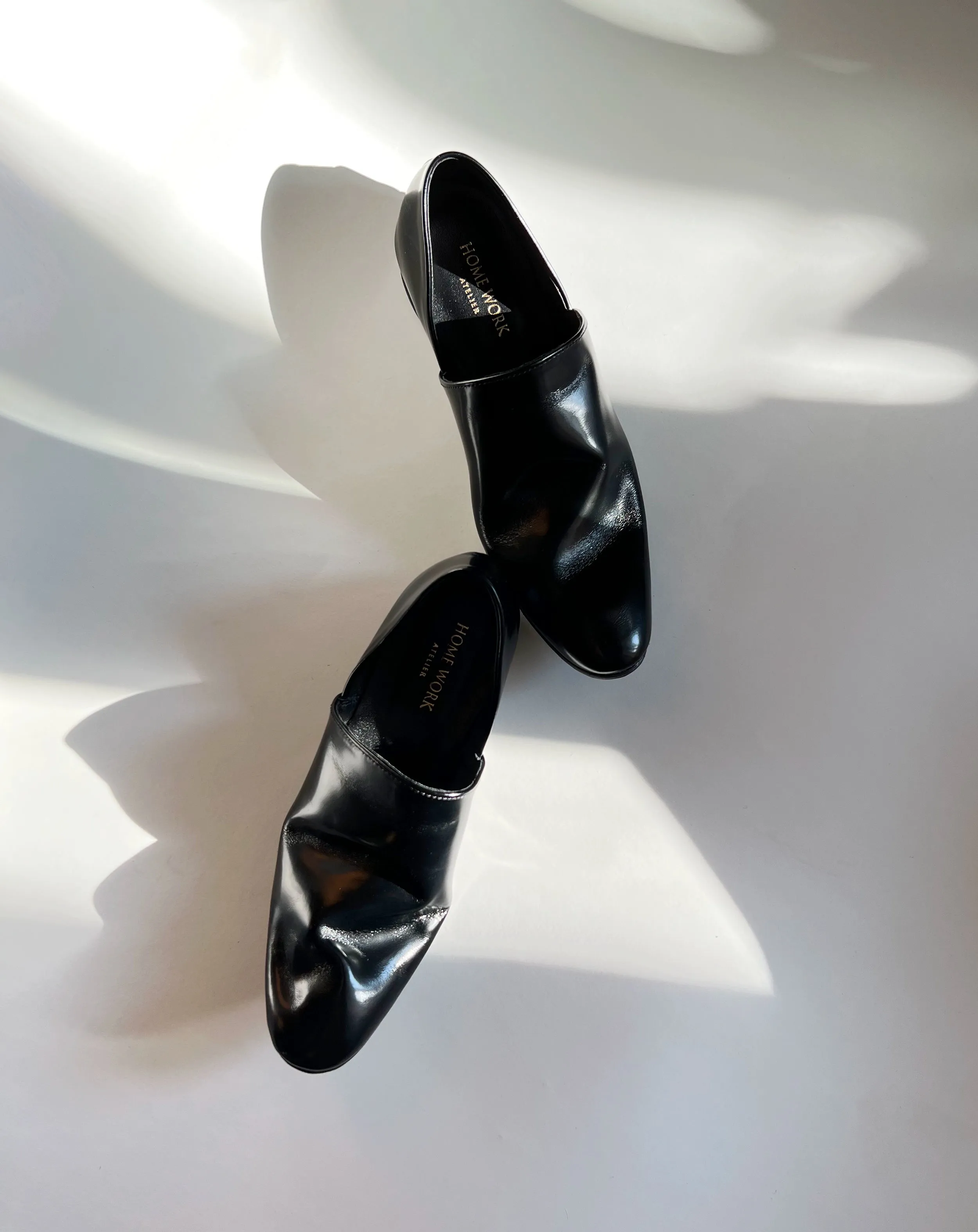 Black Leather Slip-On Shoes