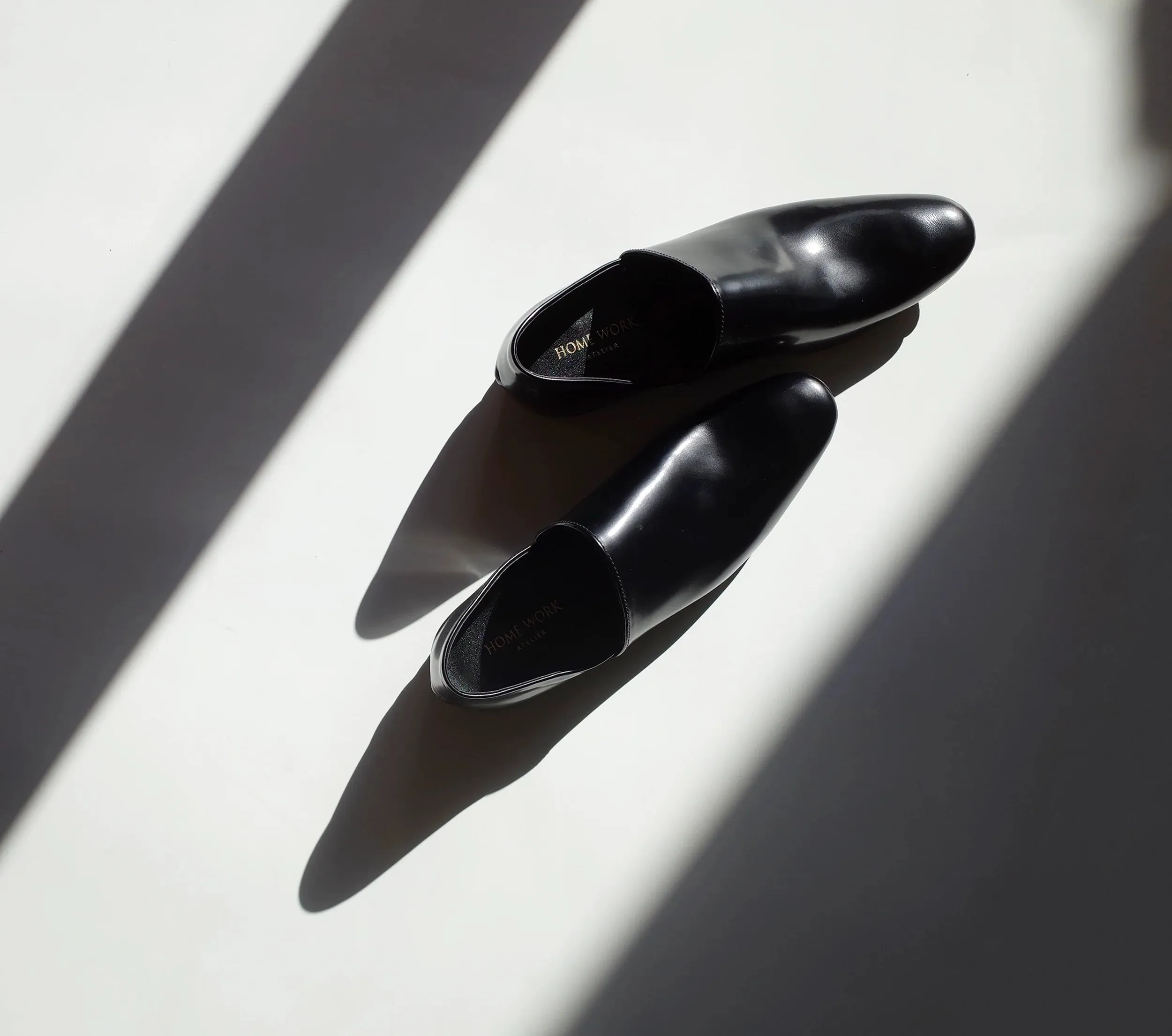 Black Leather Slip-On Shoes