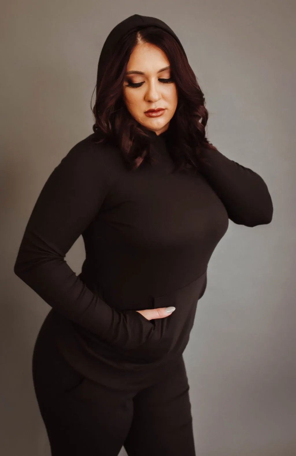 Black Luxury Rib Hoodie