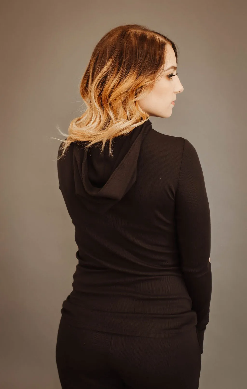 Black Luxury Rib Hoodie
