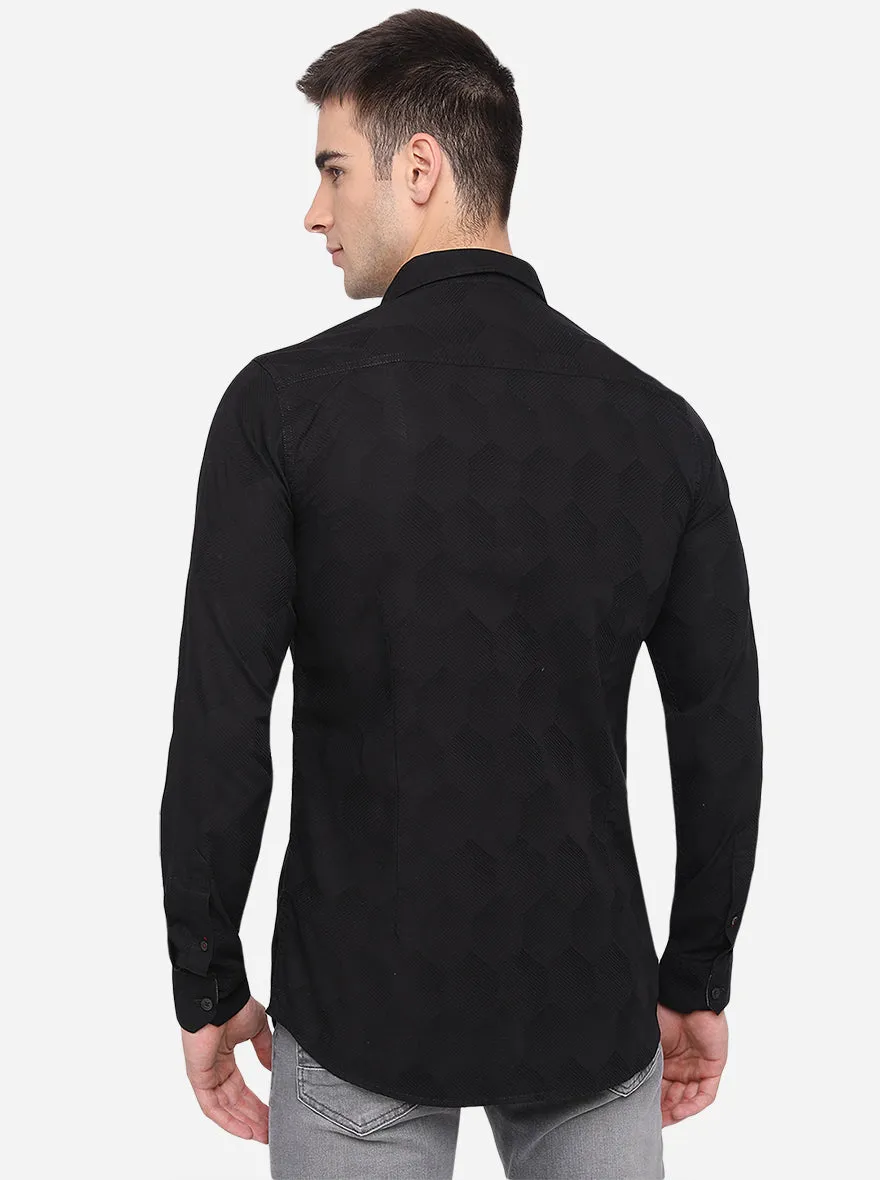 Black Solid Slim Fit Casual Shirt | JadeBlue