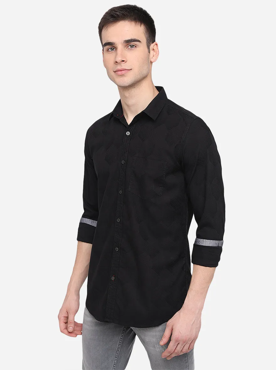 Black Solid Slim Fit Casual Shirt | JadeBlue