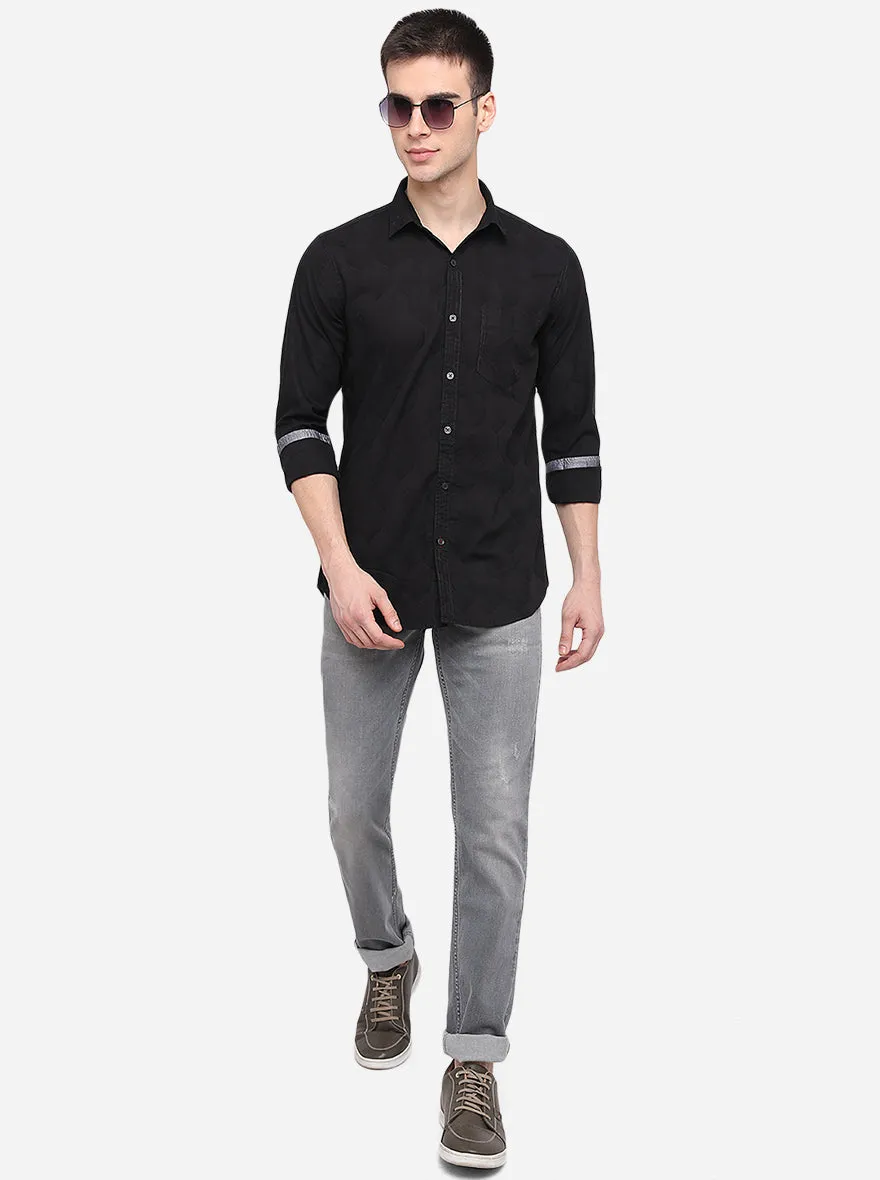 Black Solid Slim Fit Casual Shirt | JadeBlue