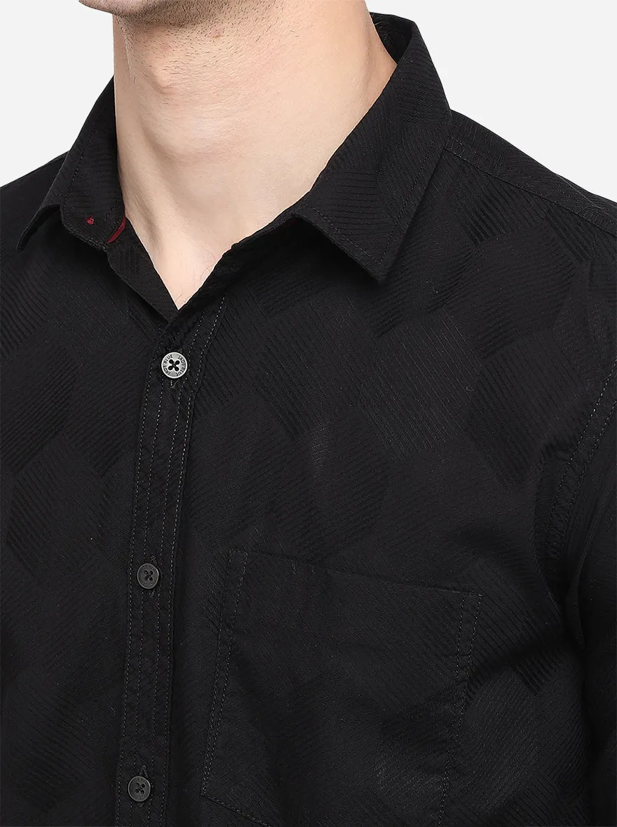 Black Solid Slim Fit Casual Shirt | JadeBlue