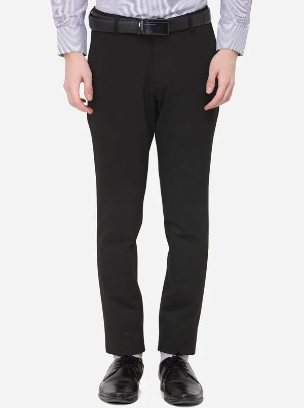 Black Solid Slim Fit Formal Trouser | JB Studio