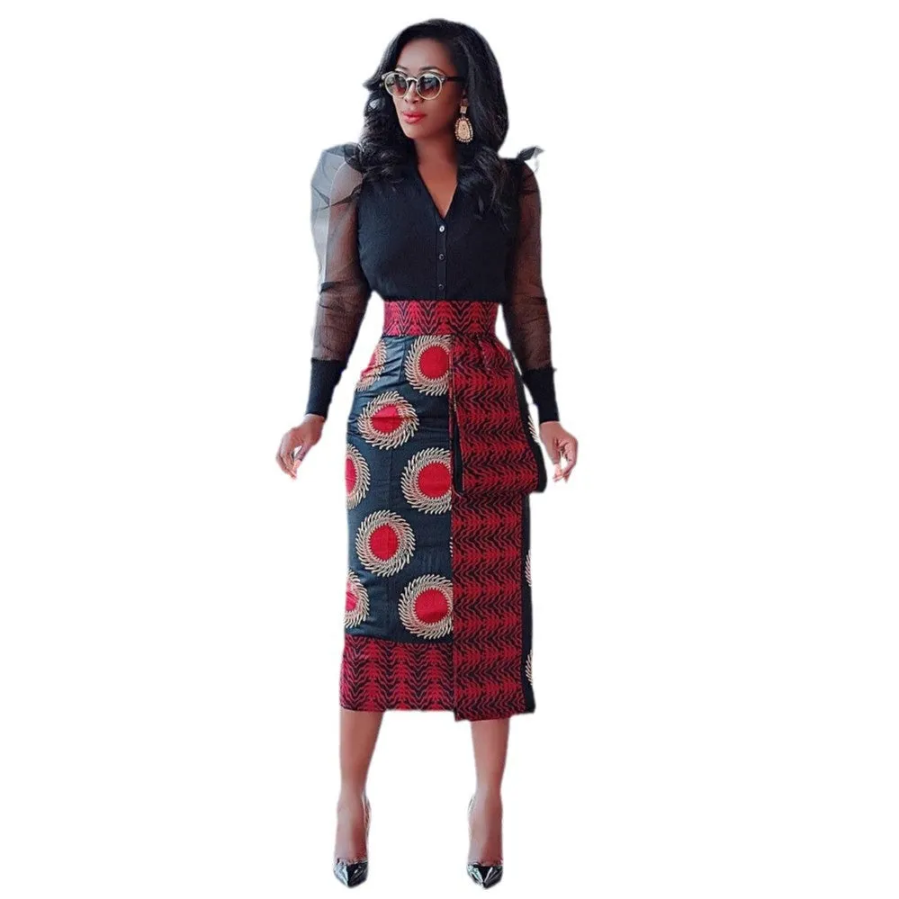 Bold and Stylish Printed Elastic Slit Bodycon Skirt for Effortless Elegance