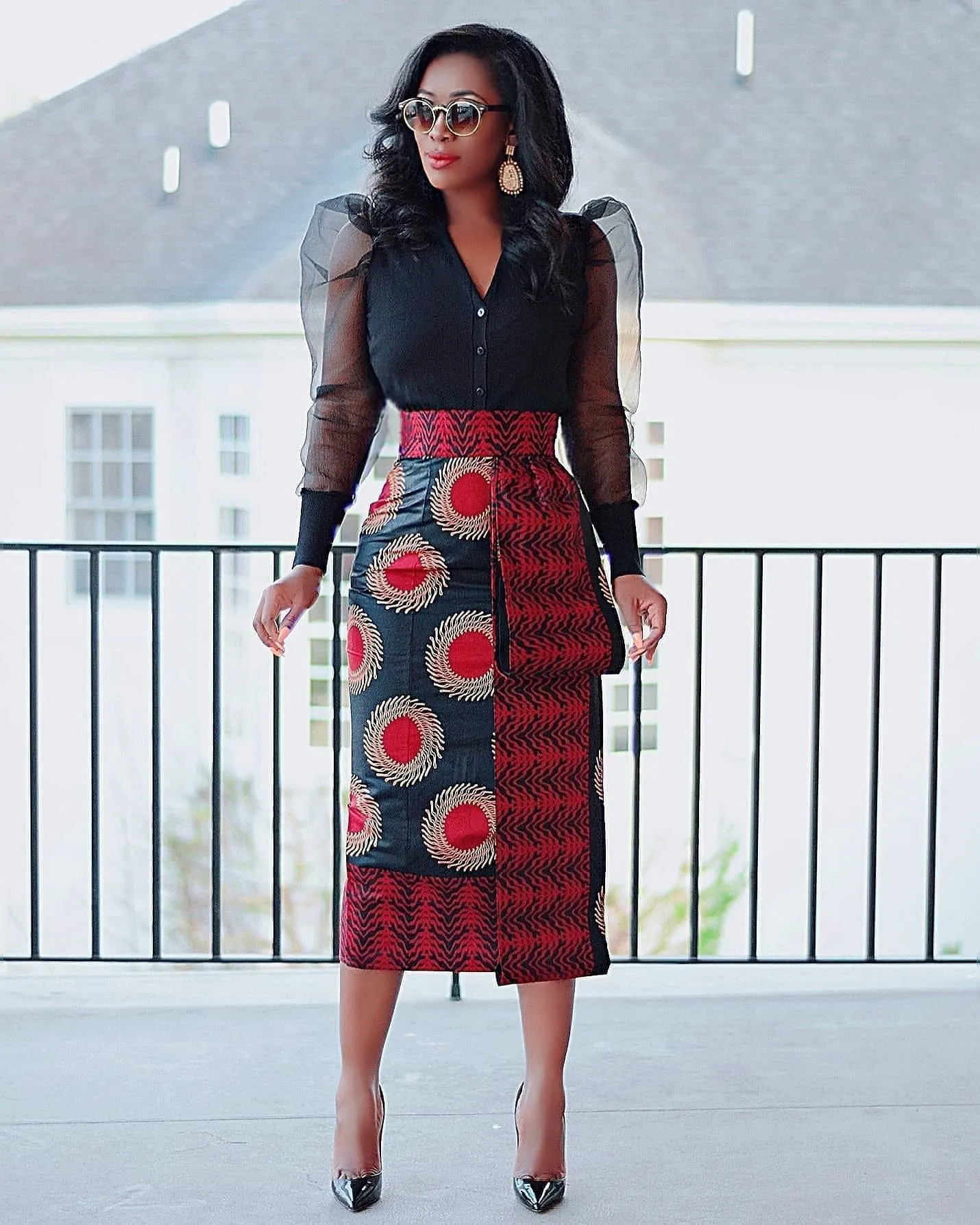 Bold and Stylish Printed Elastic Slit Bodycon Skirt for Effortless Elegance