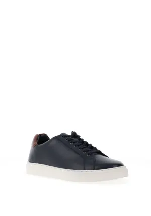 Bolt Leather Trainers in Navy