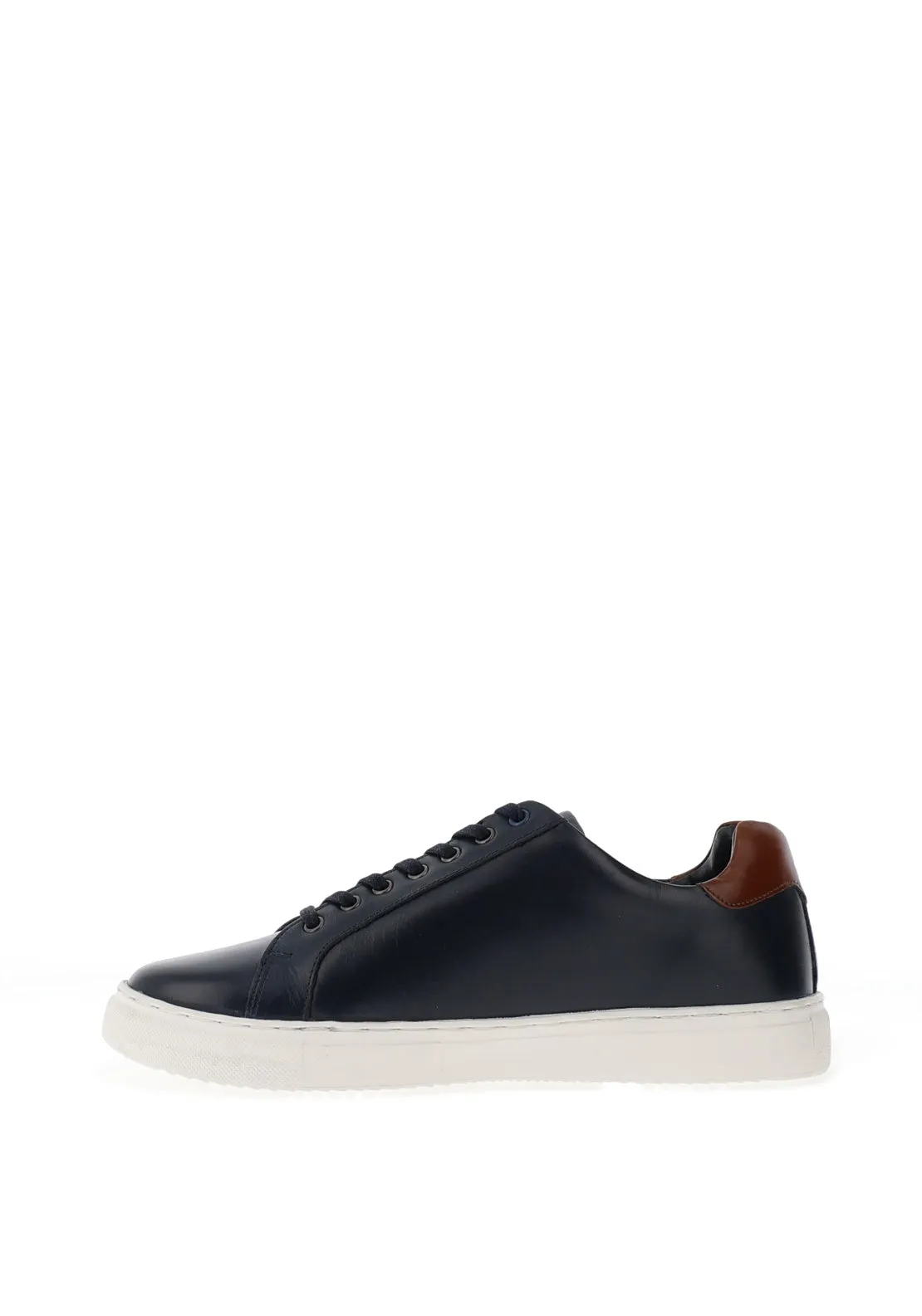 Bolt Leather Trainers in Navy