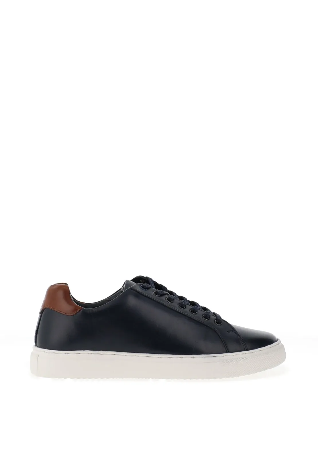 Bolt Leather Trainers in Navy