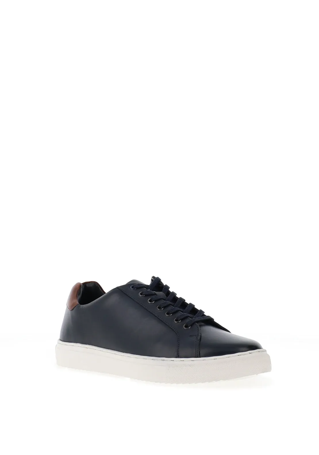Bolt Leather Trainers in Navy