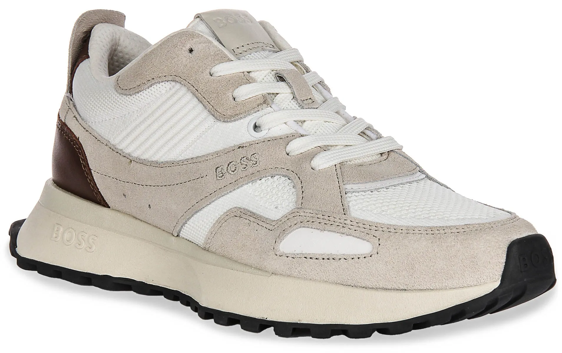 Boss Jonah Runner Knit In White Beige