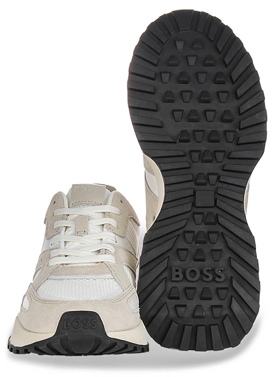 Boss Jonah Runner Knit In White Beige