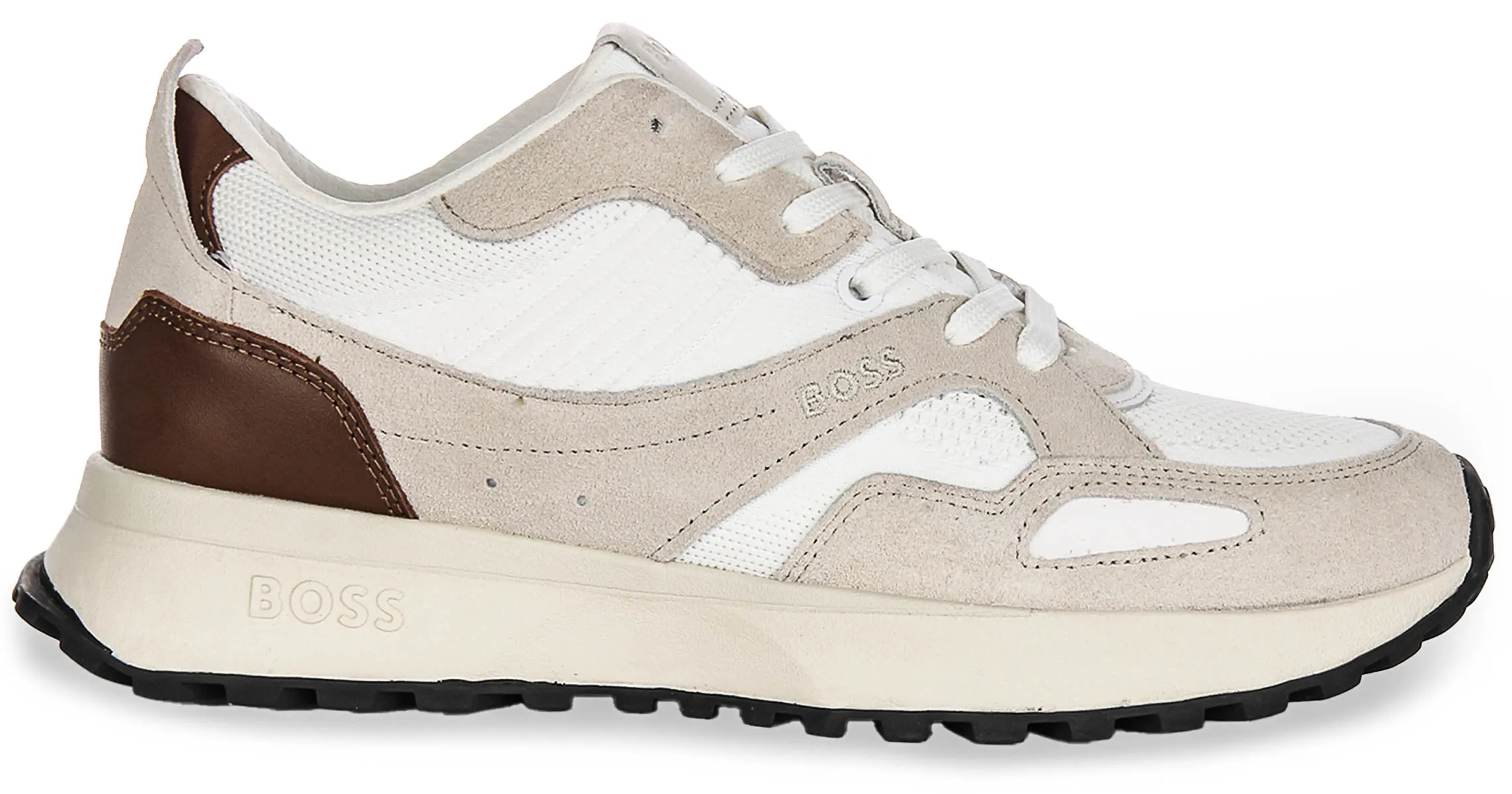 Boss Jonah Runner Knit In White Beige
