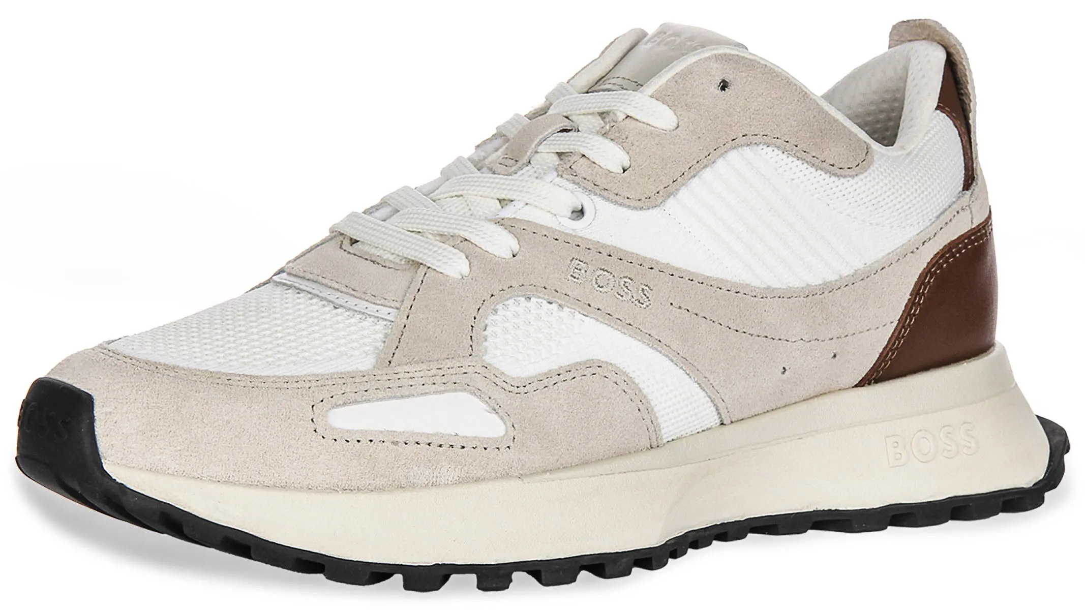 Boss Jonah Runner Knit In White Beige