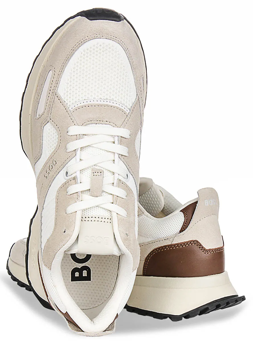 Boss Jonah Runner Knit In White Beige