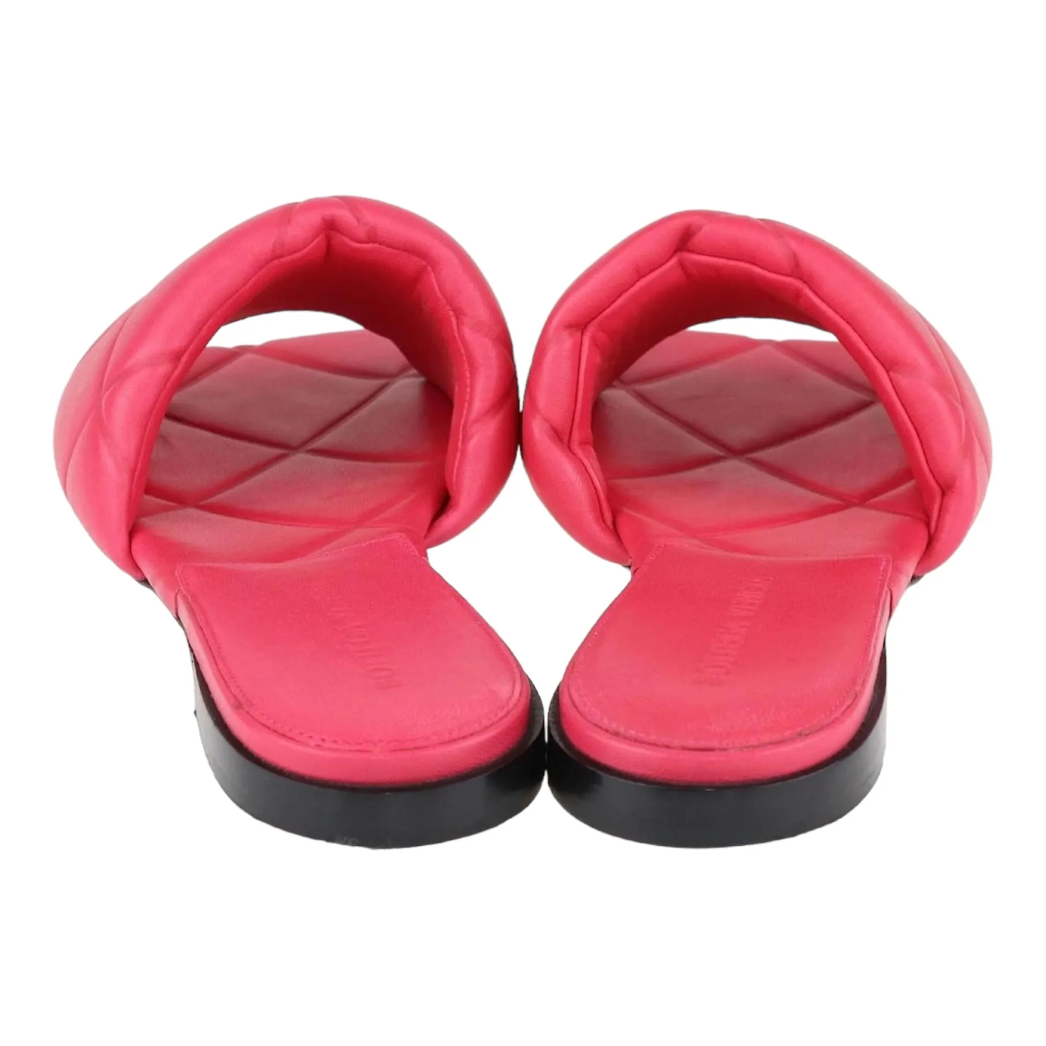 Bottega Veneta Nappa Quilted Rubber Lido Flat Sandals Size 37 Lollipop