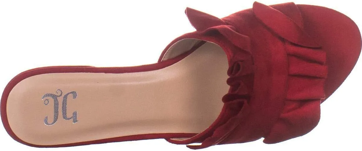 Brinley Co. Womens Salest Ruffle Faux Suede Slide-on Mules Red, 6 Regular US