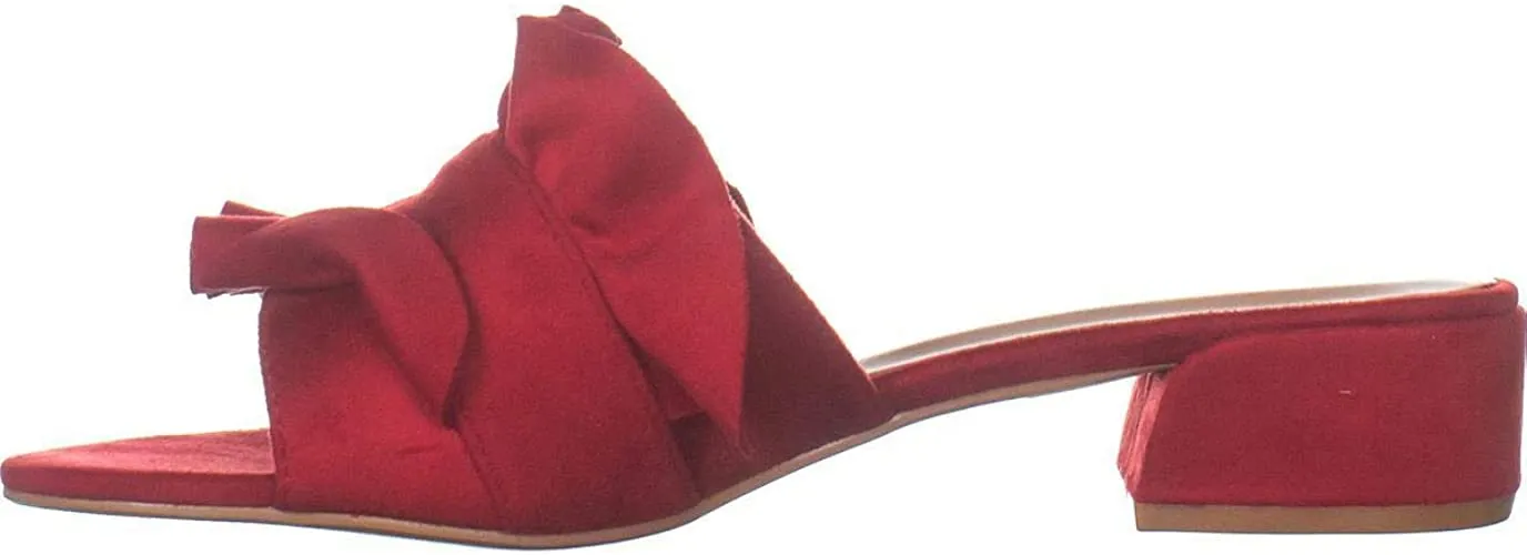 Brinley Co. Womens Salest Ruffle Faux Suede Slide-on Mules Red, 6 Regular US