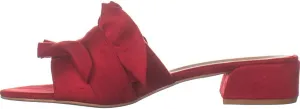 Brinley Co. Womens Salest Ruffle Faux Suede Slide-on Mules Red, 6 Regular US