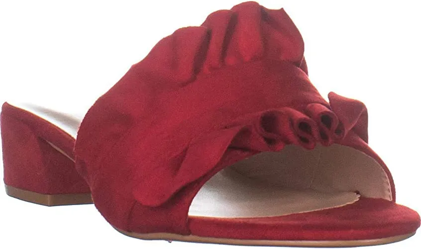 Brinley Co. Womens Salest Ruffle Faux Suede Slide-on Mules Red, 6 Regular US