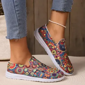 Canvas women's trainers with floral print