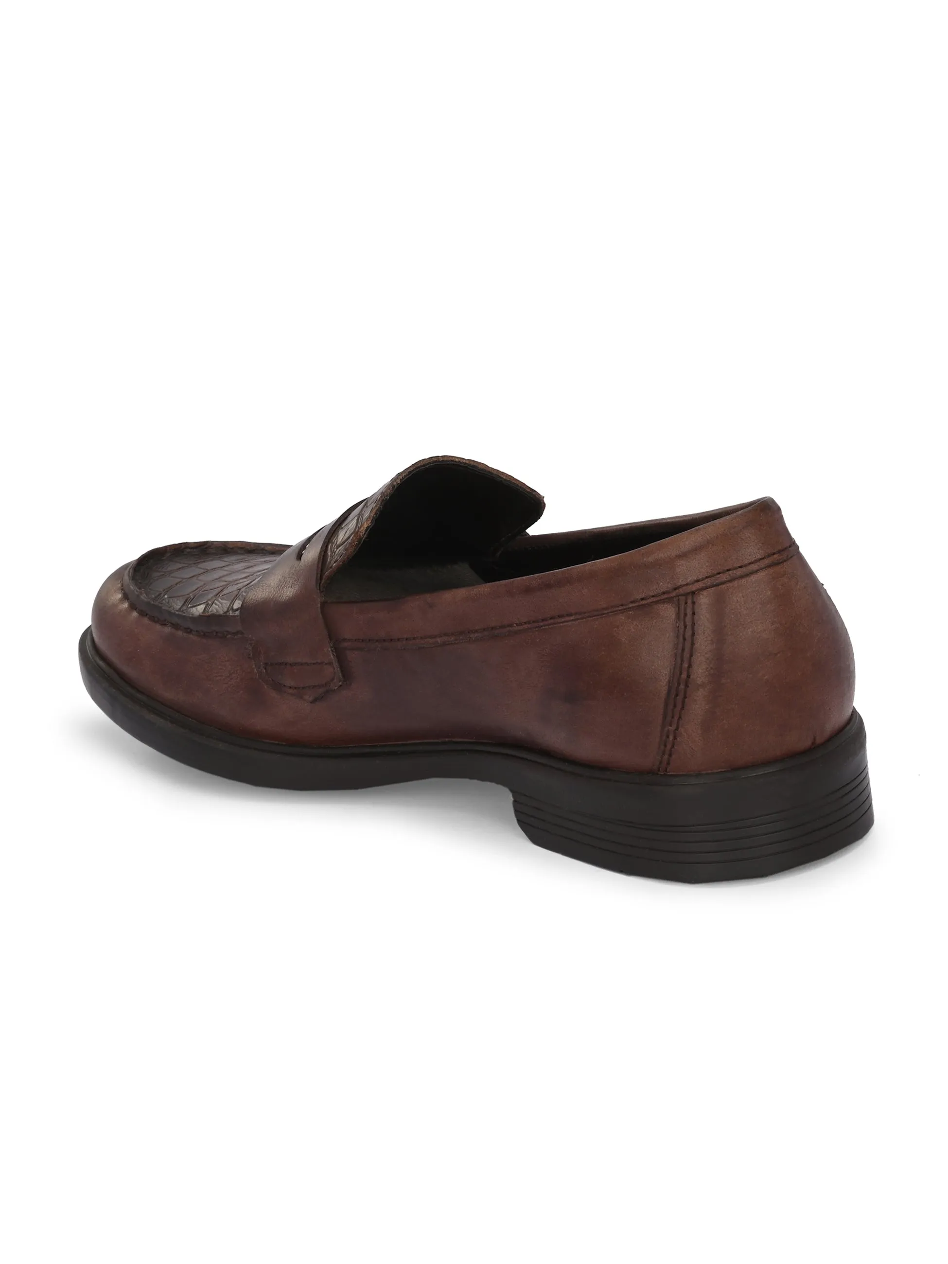 CARLO ROMANO PREMIUM CROCODILE PRINTED LEATHER MOCCASIN SHOES FOR MEN