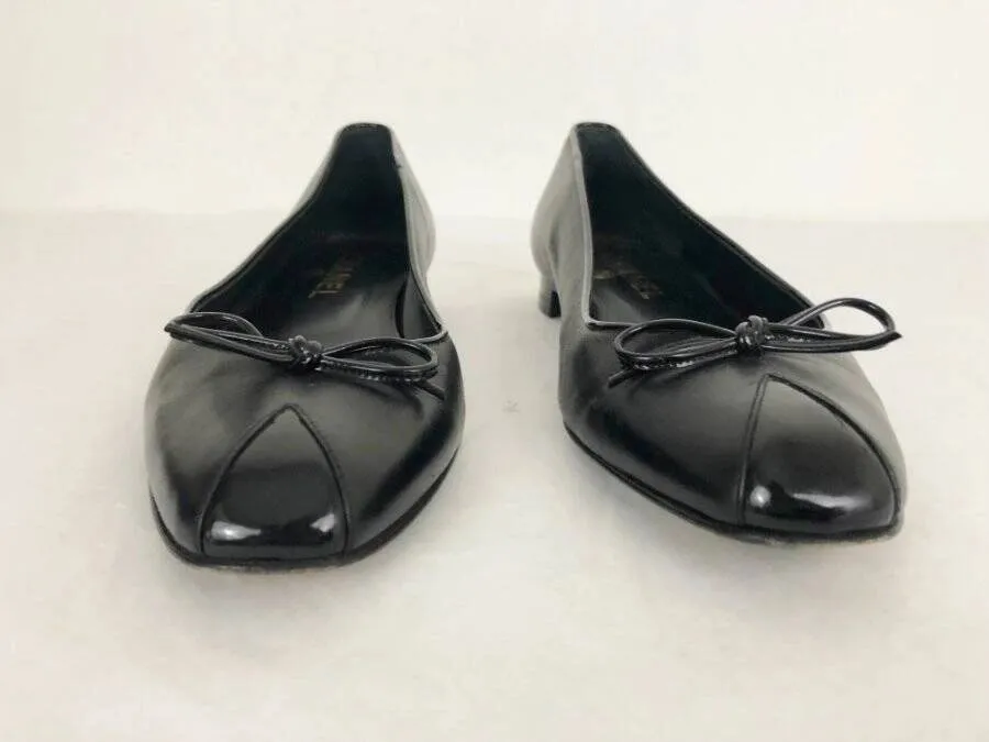 Chanel Leather Ballet Flats Size 38 It (8 Us)