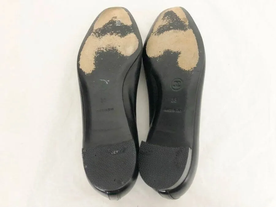 Chanel Leather Ballet Flats Size 38 It (8 Us)