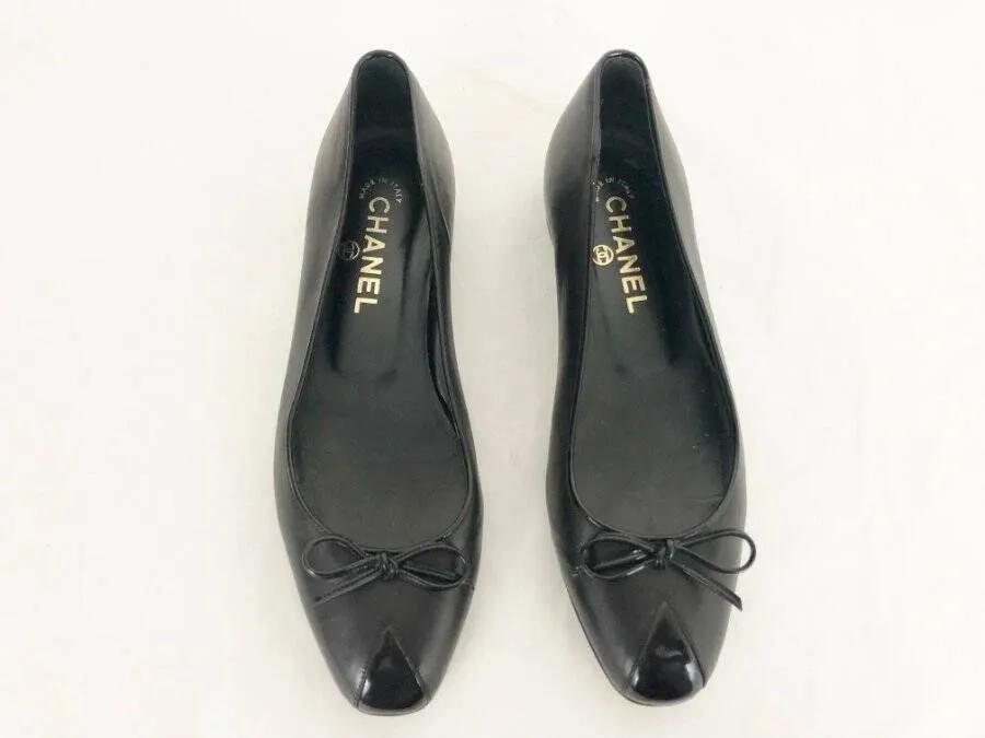 Chanel Leather Ballet Flats Size 38 It (8 Us)