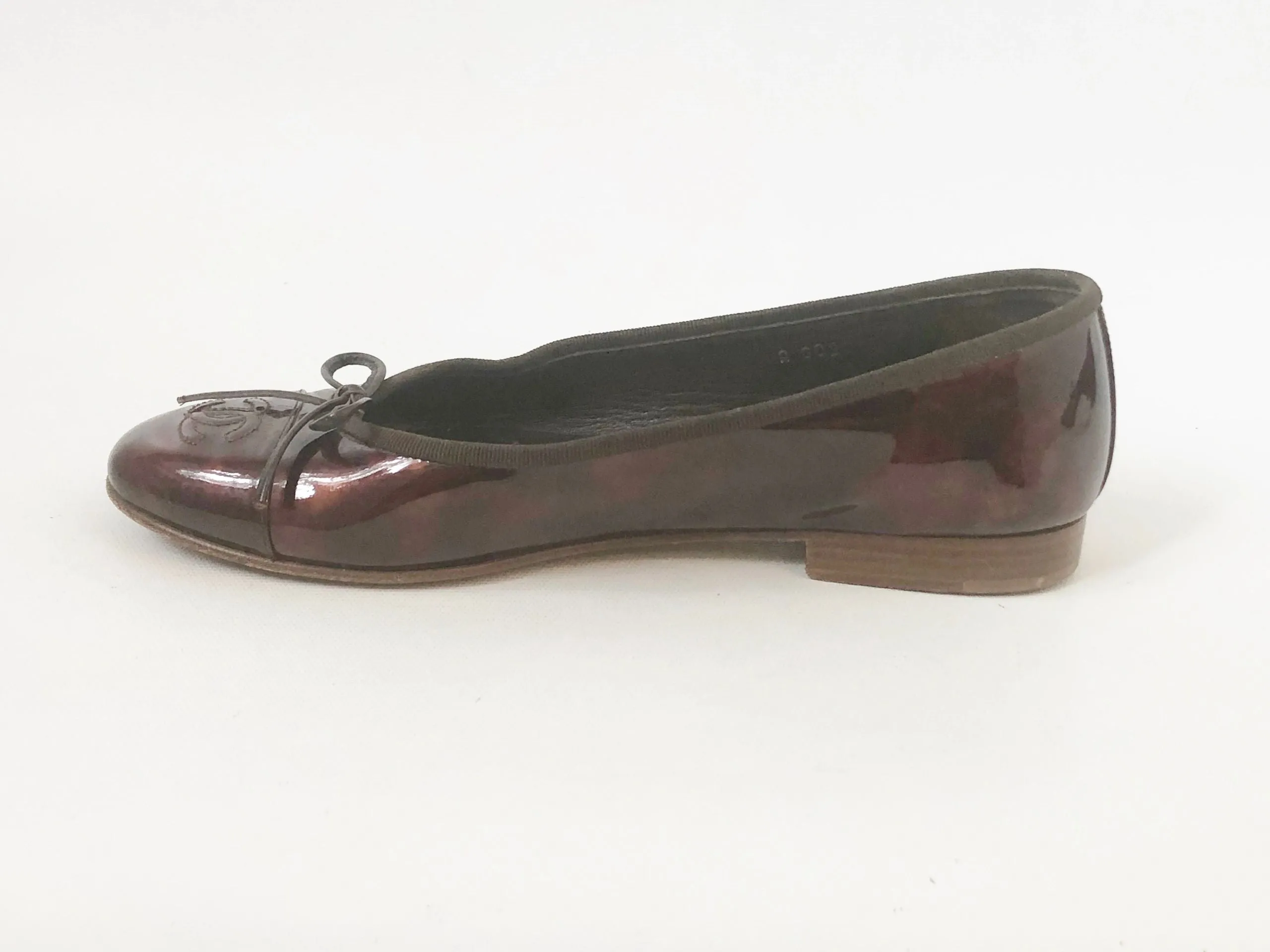Chanel Patent Leather Ballet Flats Size 37 It (7 Us)